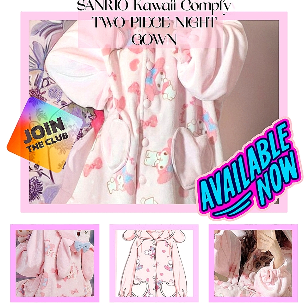 Sanrio Kawaii Compfy Two Piece Night Gown